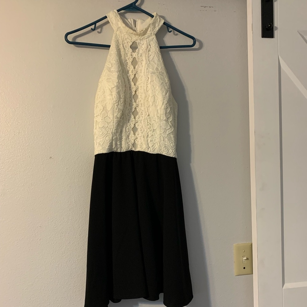 Black and white graduation dress